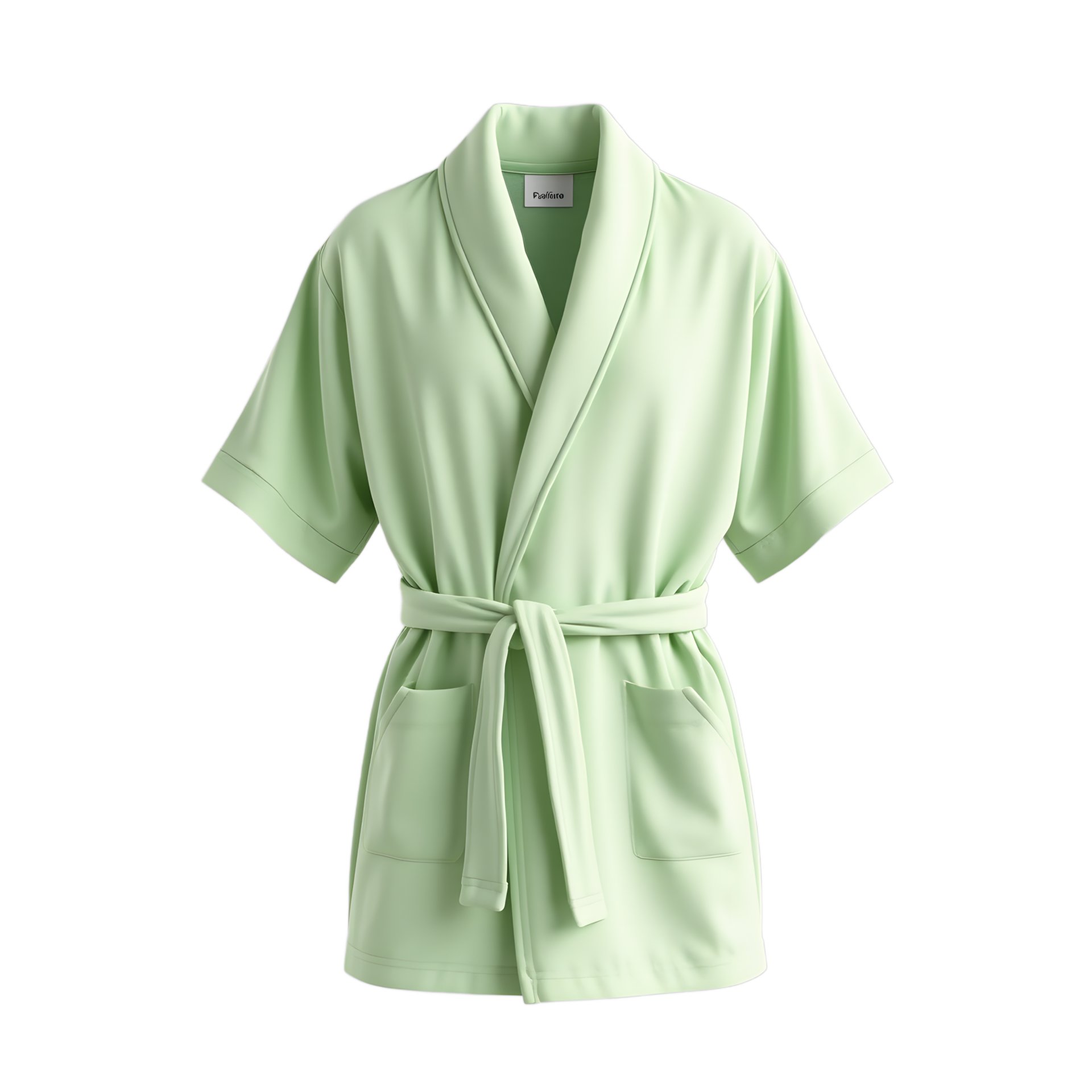 Elegant light green bathrobe isolated on transparent background