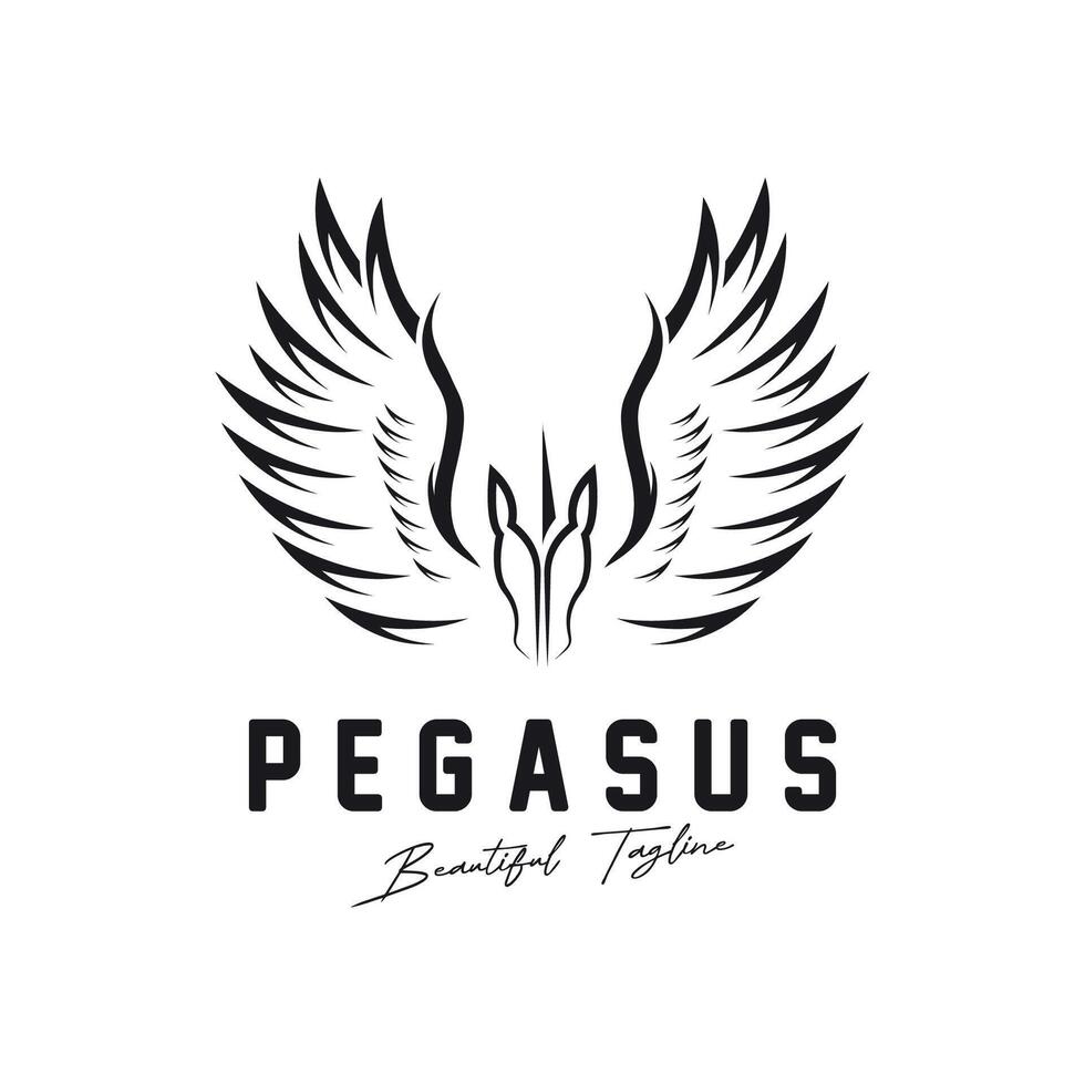 pegasus logo with line art design vector