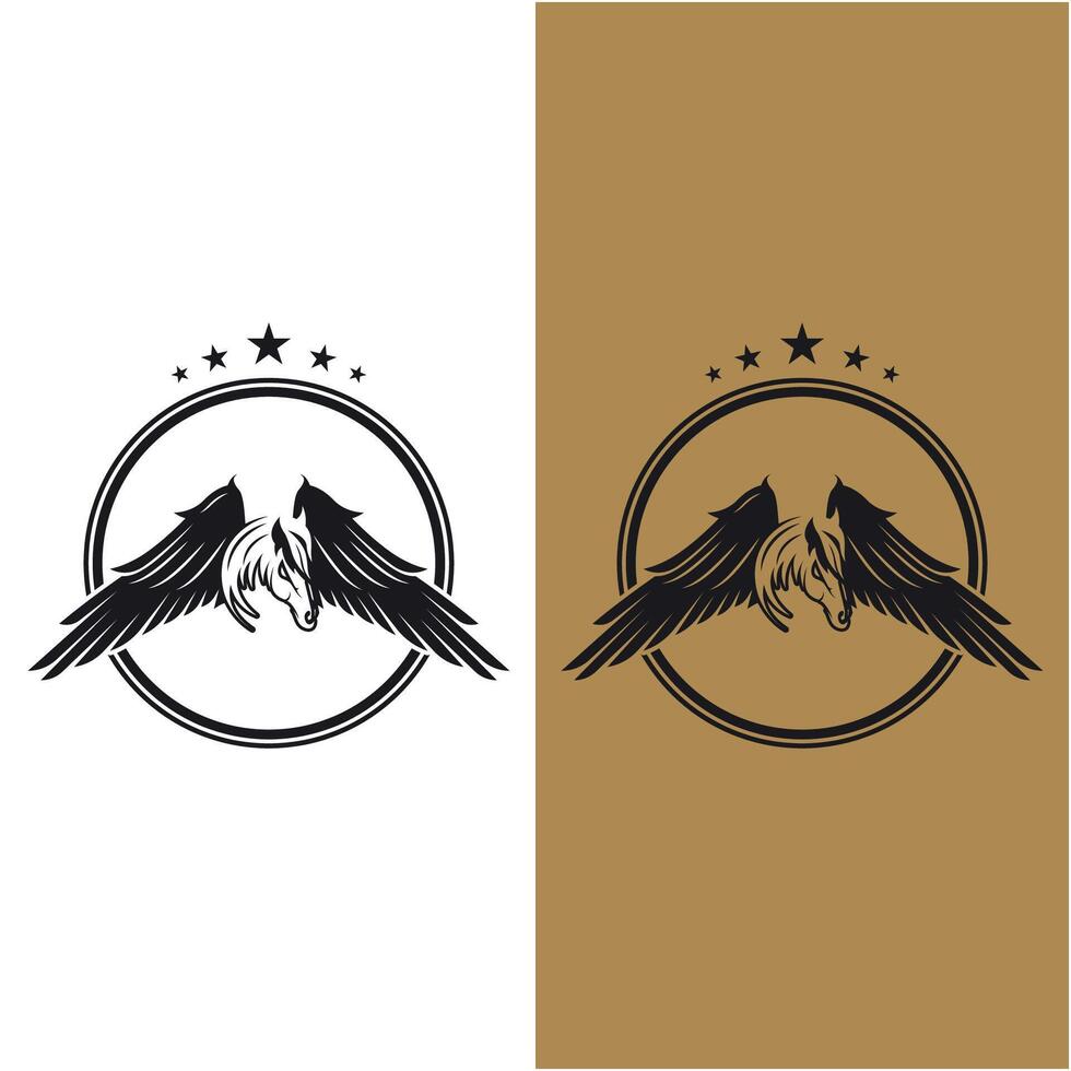 set of pegasus logo icon vector
