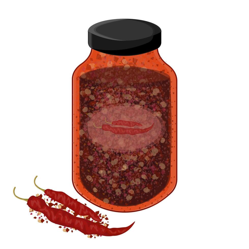 Illustration Logo Clipart Spicy chili oil on a jar vector