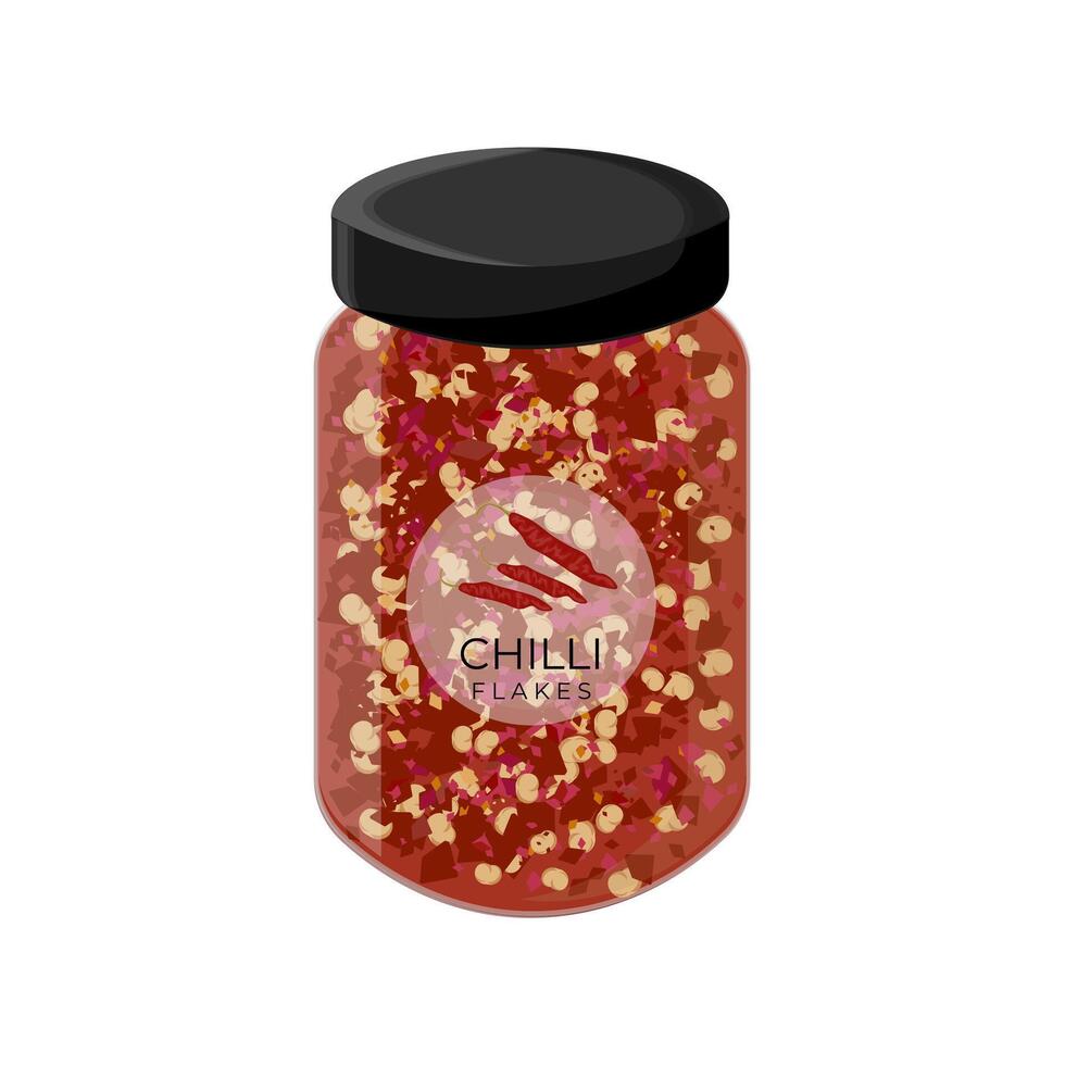 Illustration Logo Clipart Dried Red Chili Flakes on a jar vector