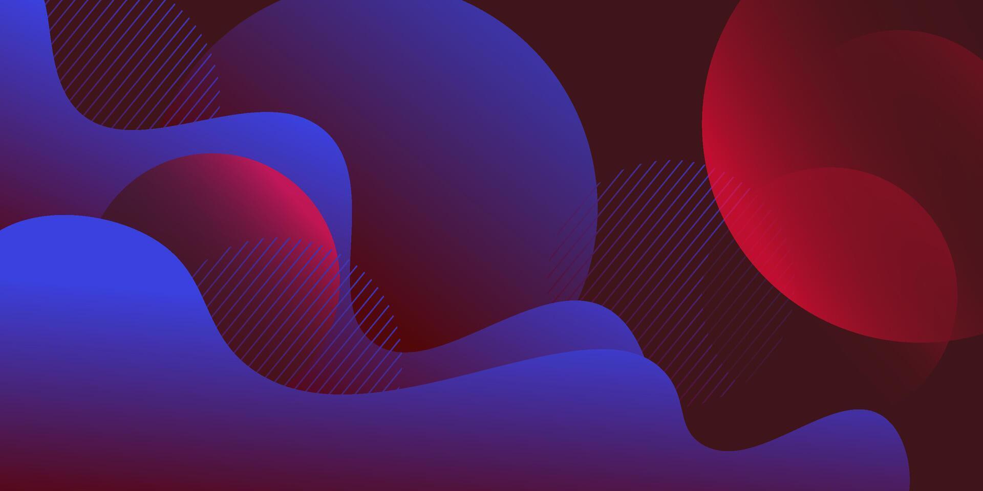 Abstract bright blue 3D wave geometric background. Wave color background with bright red circle pattern design. Liquid shape composition. Eps10 vector