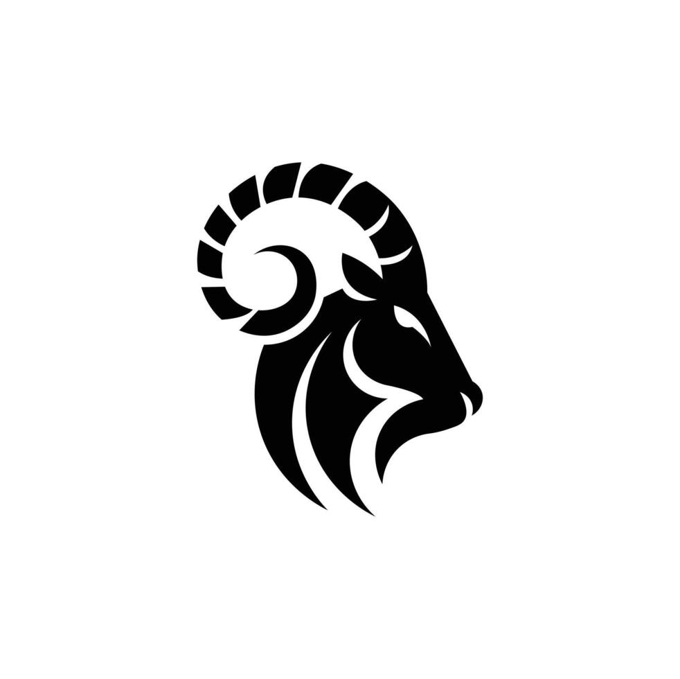 set of goat head Illustrations Clip Art Graphic Design Elements Black and White Silhouette vector