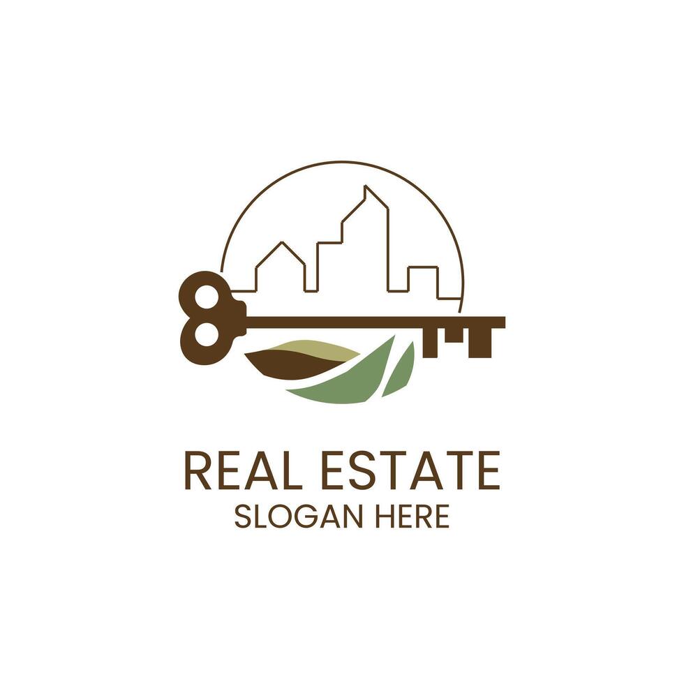 Black Gold Real Estate Logo. Construction Architecture Building with Key Logo Design Template Element vector