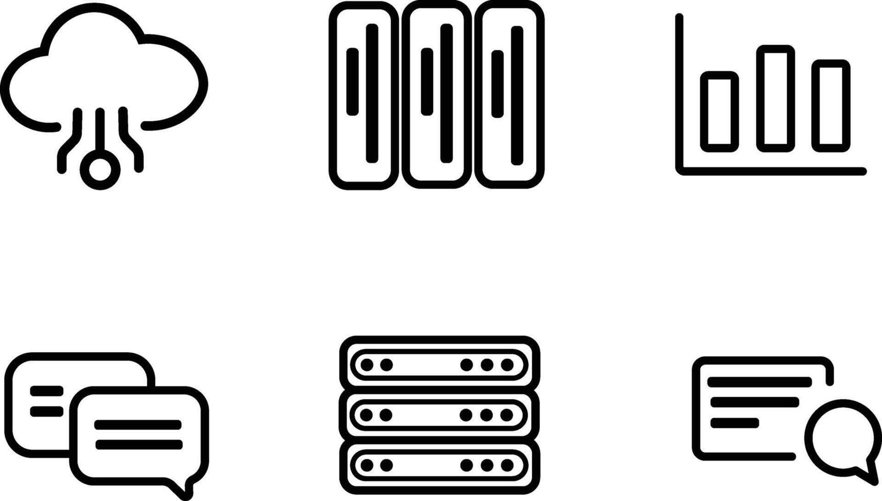 Information Technology icon set featuring essential elements like cloud computing, data analysis, security,, and more. Perfect for web design vector