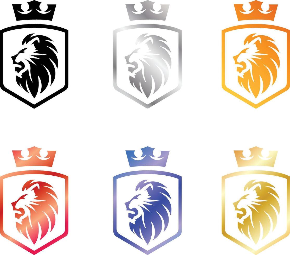 set lion head angry roaring logo silhouette, shows power and strenght, Lion Silhouette- Roaring Lion Illustration- Roaring Lion vector