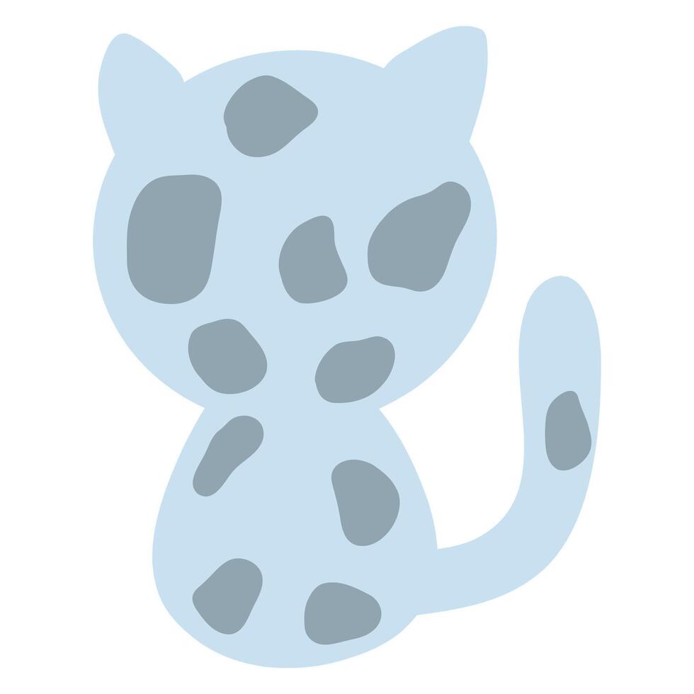 Cute baby kitten back, kawaii blue cat with spots, sitting cat illustration, back view, sitting backwards vector