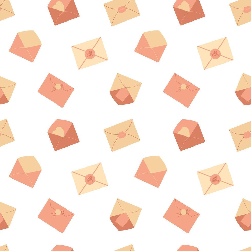 Pastel Seamless Pattern with envelopes and letters, love seamless pattern vector
