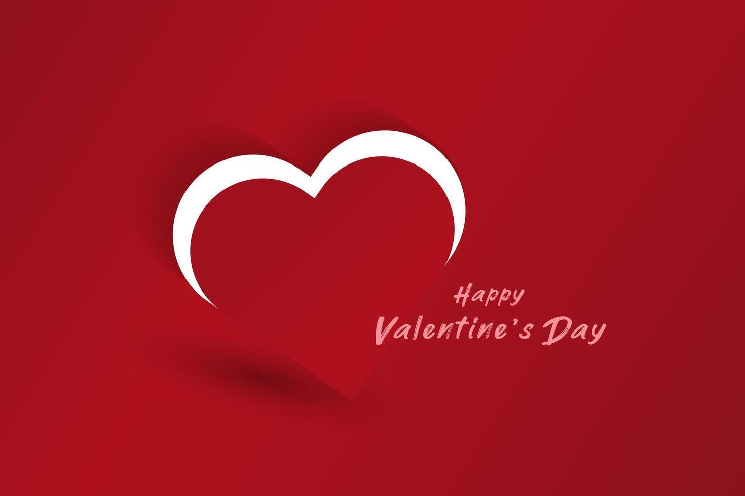A clean and modern Valentines Day design featuring a red background with a minimalist heart outline in white and red, accompanied by the text Happy Valentines Day in pink. vector