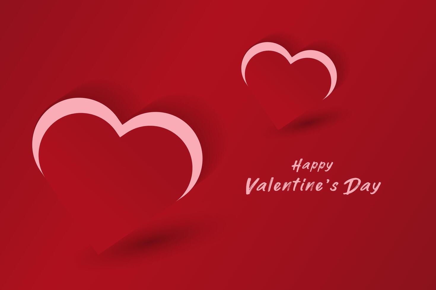 Two red-themed Valentine cards with a stylized white heart outline overlapping a red heart shape, creating a layered effect, and festive text on the side. vector