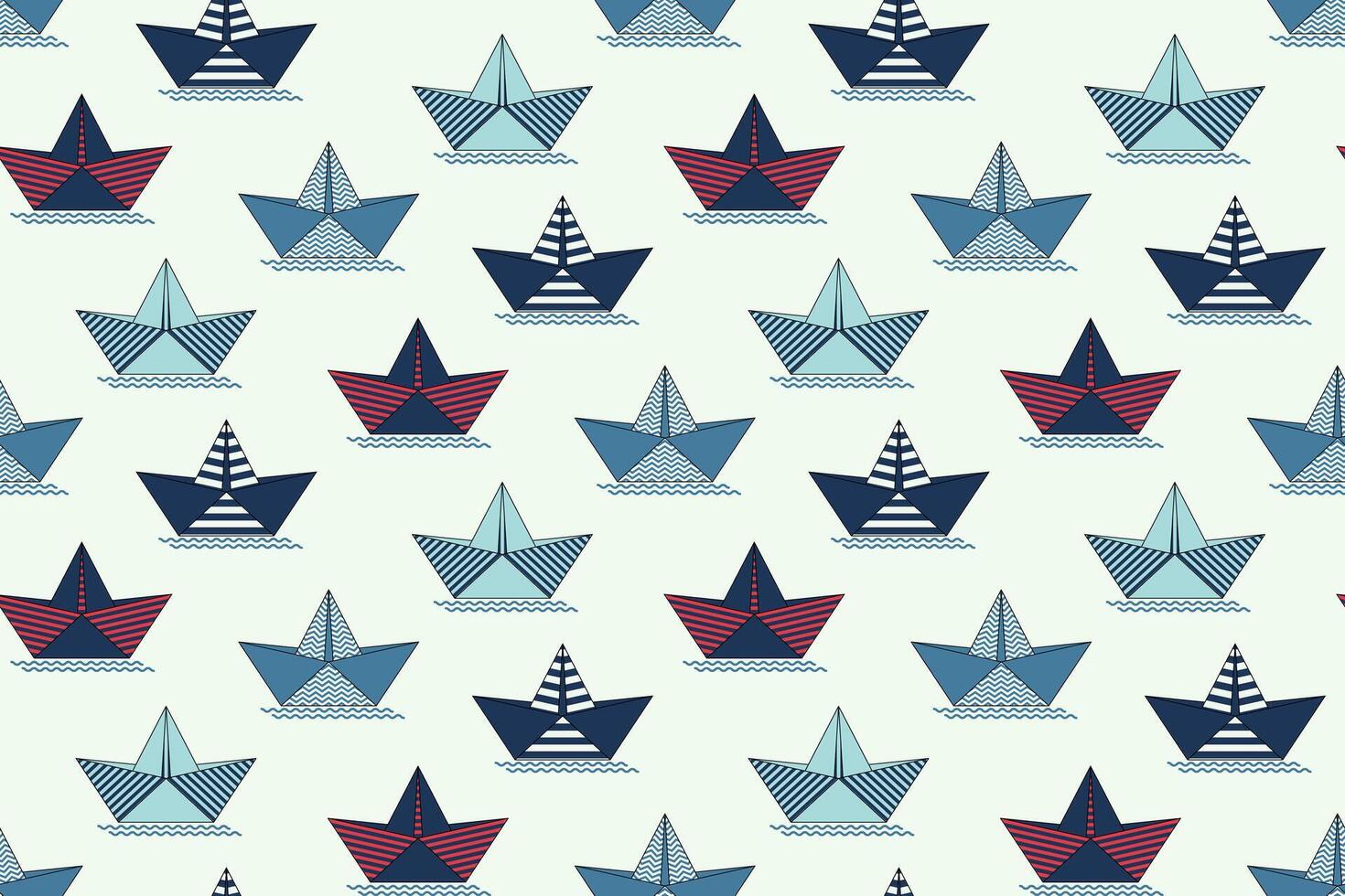 Modern seamless pattern with paper boats. Design for fabric, textile, wrapping paper. illustration vector