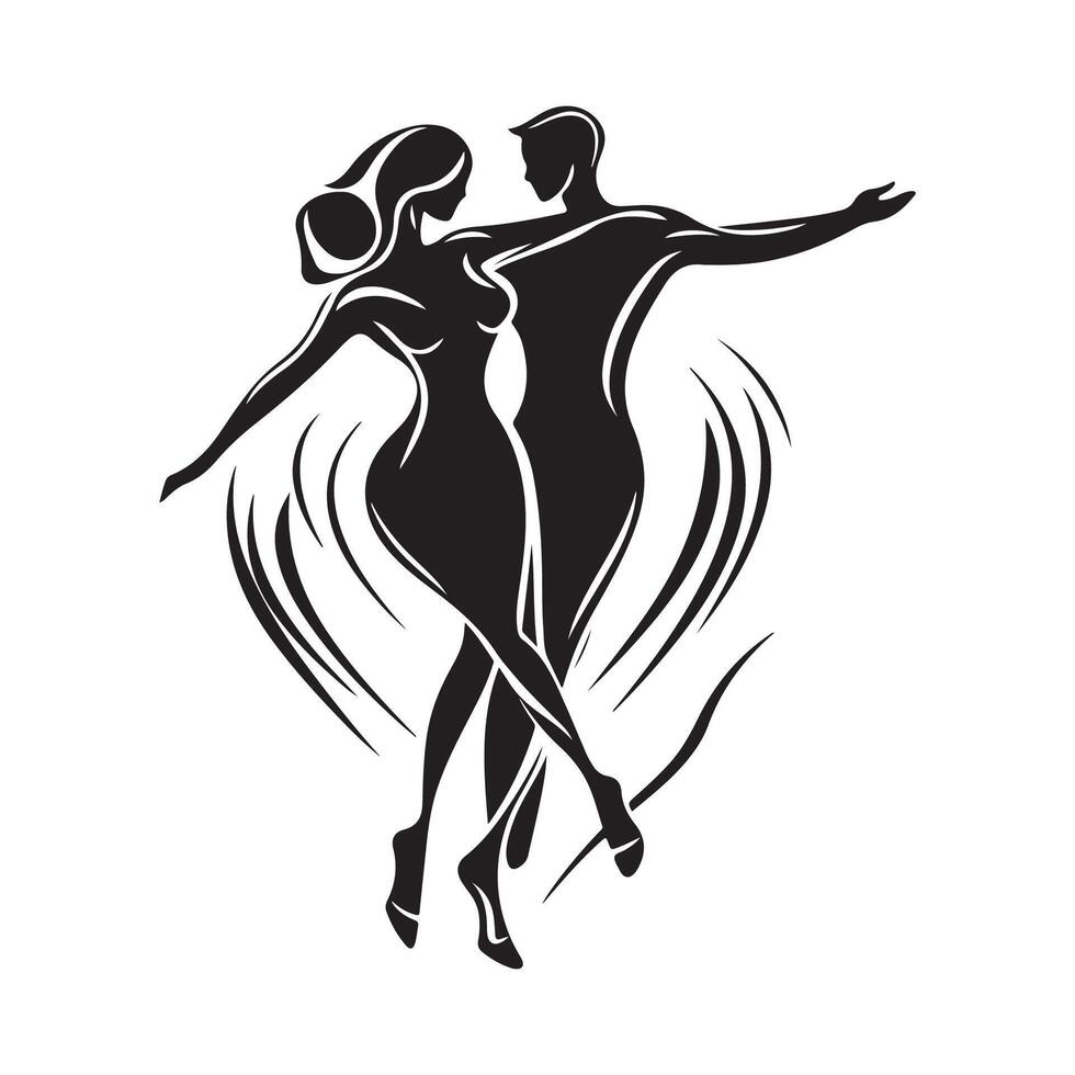 Dance studio logo design template. A dancing couple isolated on white background vector