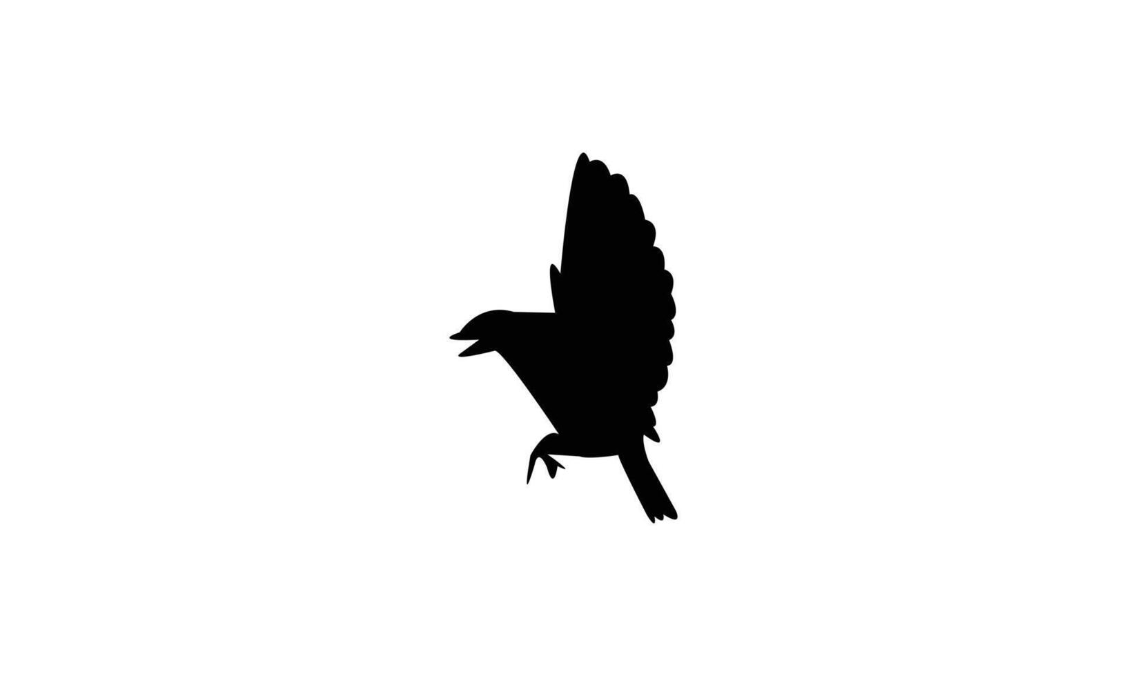 Black Flying Wheatear Bird Silhouette vector