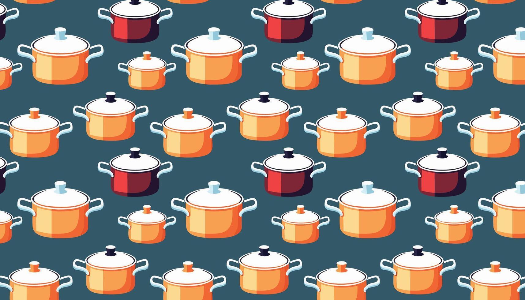 Seamless pattern with cooking pots. illustration in flat style vector