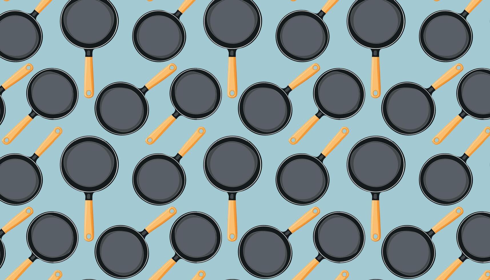 Blue frying pans pattern background vector