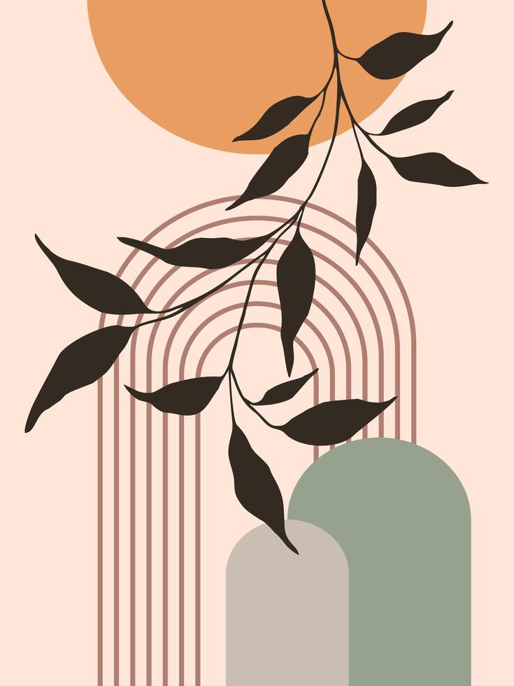 Neutral Tones Abstract Boho Wall Art Collection vector