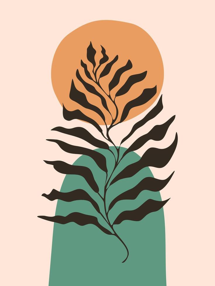 boho minimalist neutral natural abstract wall art vector
