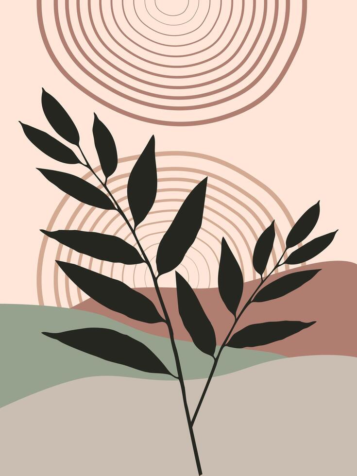 Neutral Tones Abstract Boho Wall Art Collection vector