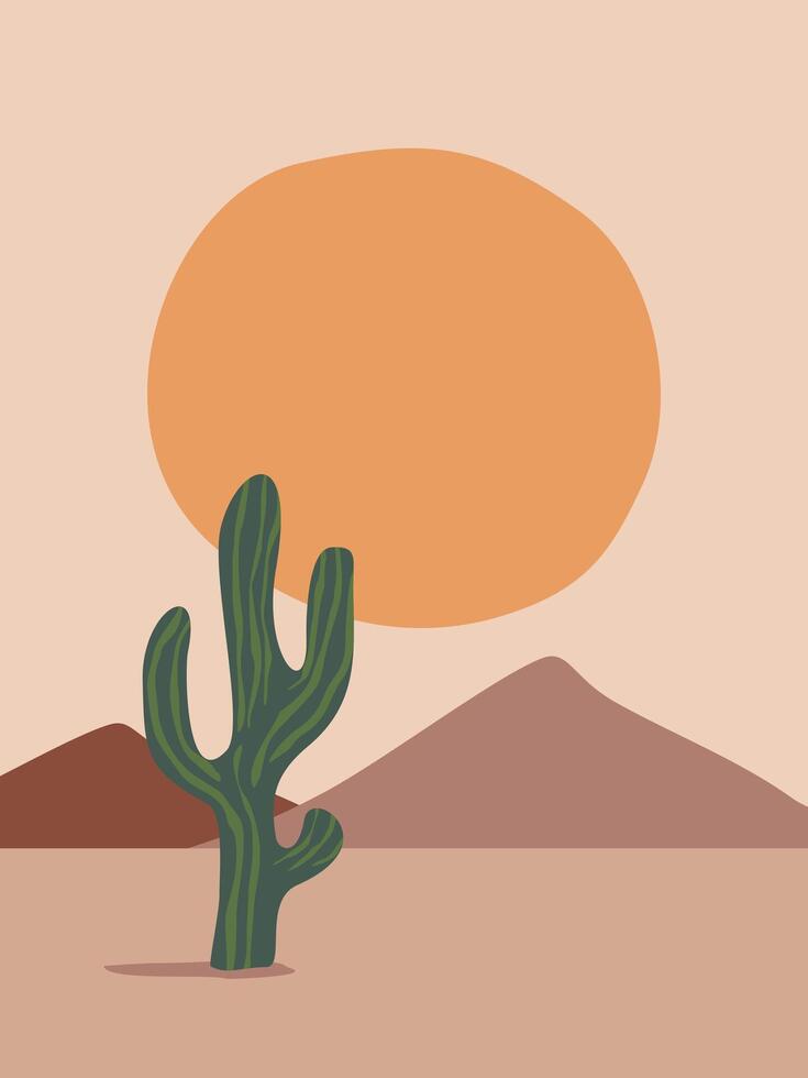 Neutral wall art boho desert abstract minimalist vector