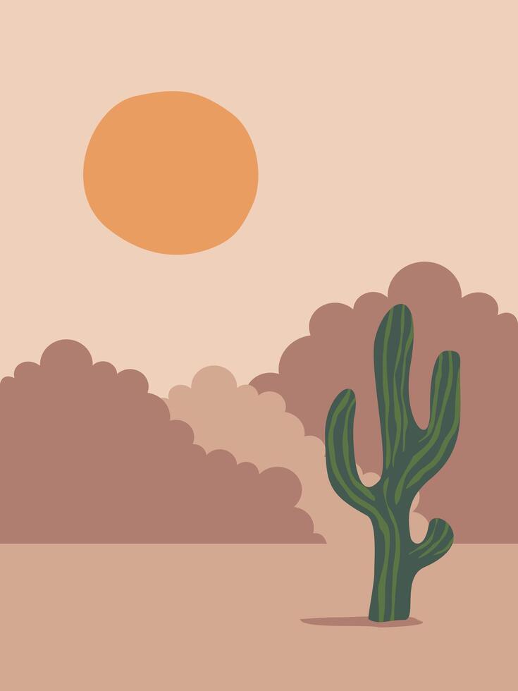 neutral minimalist desert boho natural wall art vector