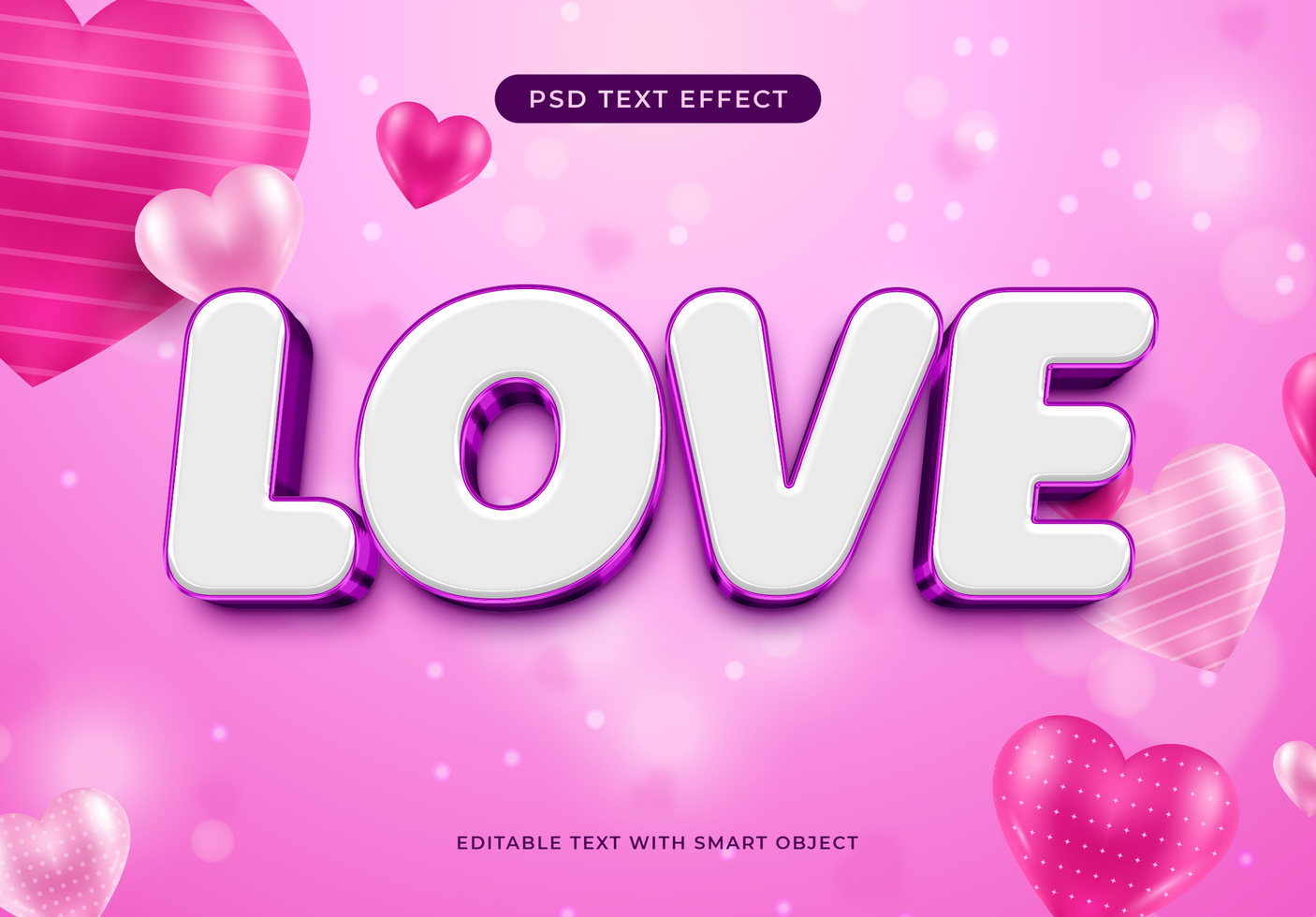 Glowing Love Text Effect psd