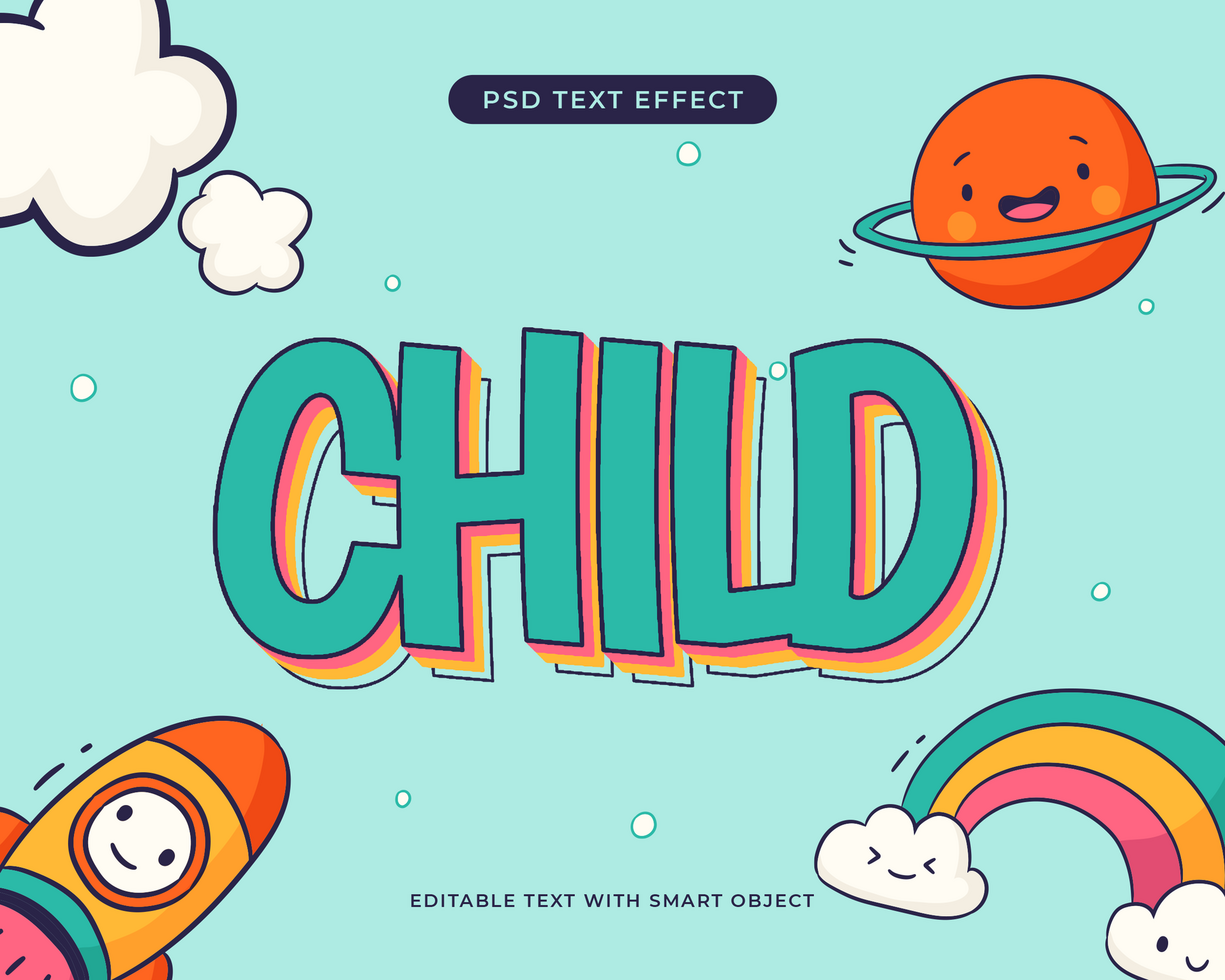 Child Text Effect psd