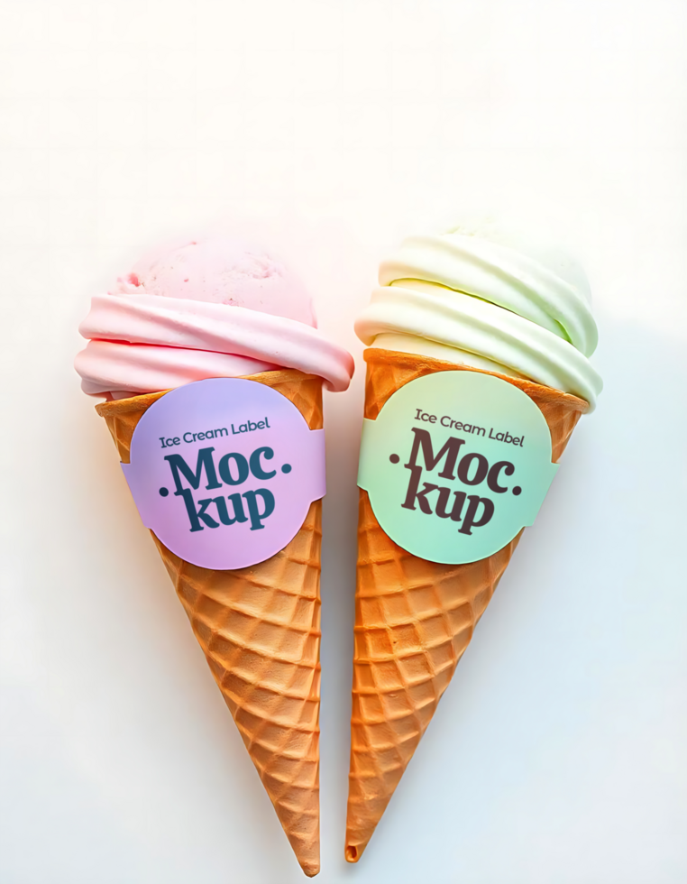 Cone Ice Cream Label Mockup psd