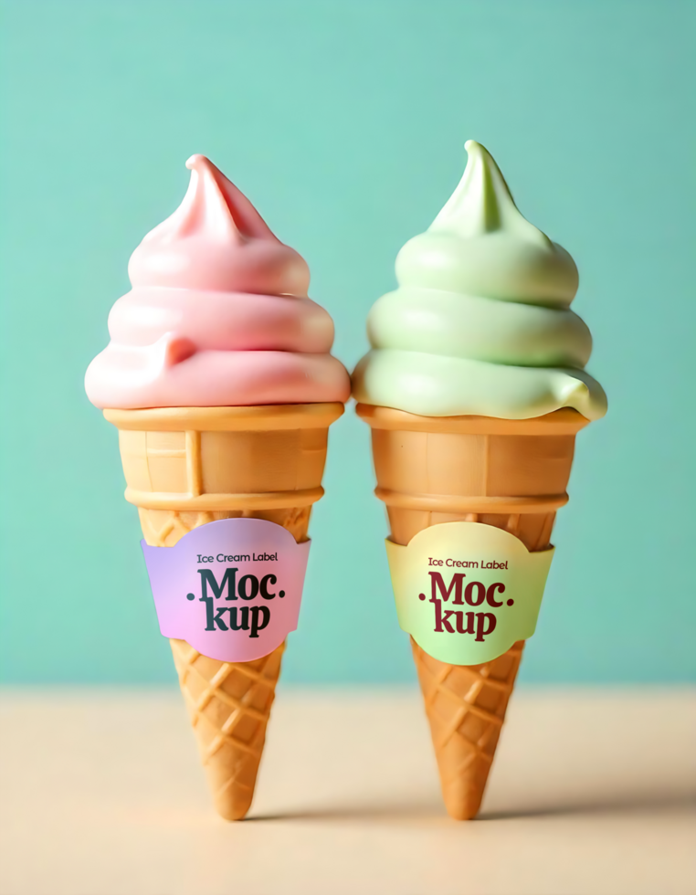 Cone Soft Ice Cream Label Mockup psd