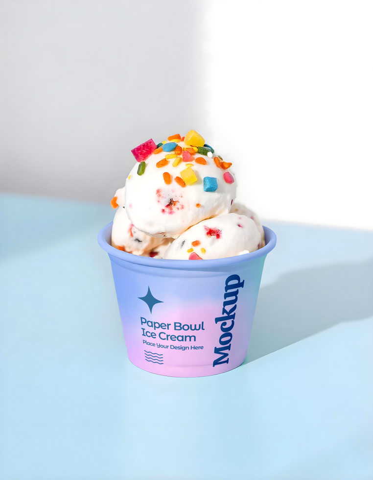 Cup Ice Cream Scoop Mockup psd