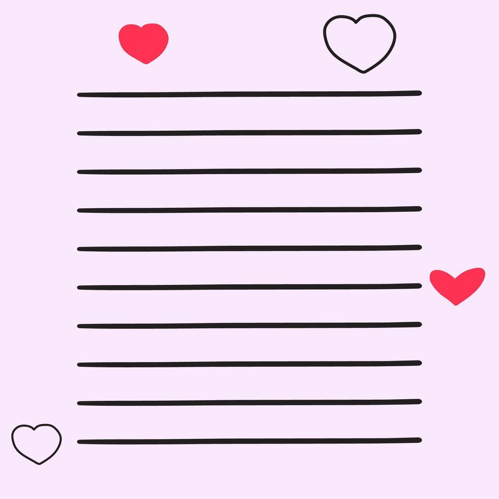 design. Notes for romantics. Template. Illustration on purple background. vector