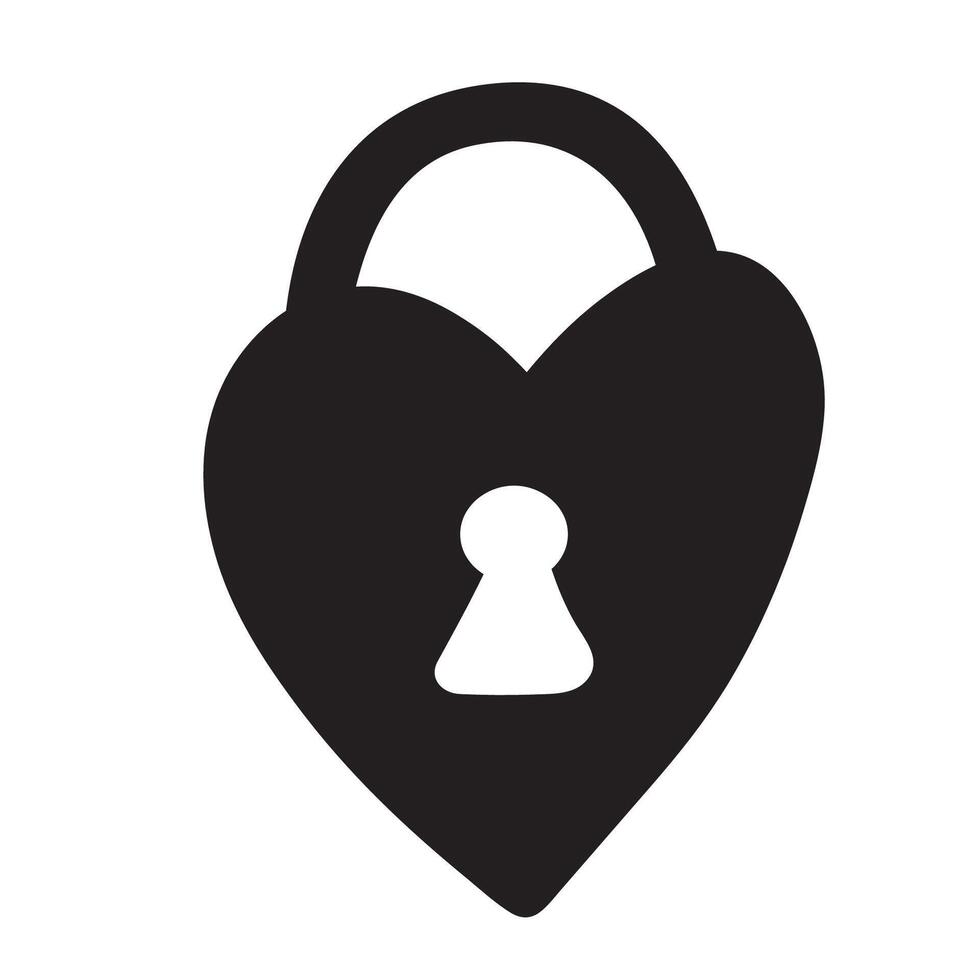 Silhouette of heart lock. Icon. Black color. Illustration on white background. vector