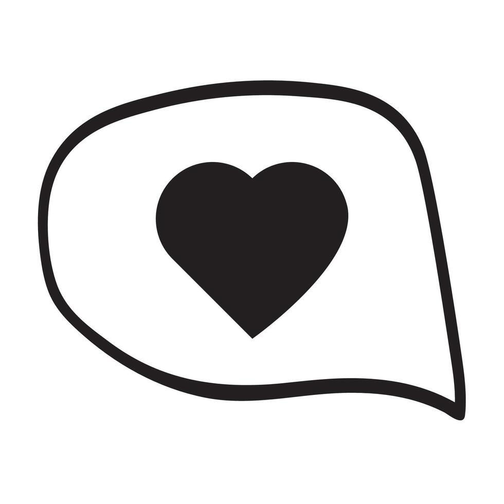 Black heart inside speech bubble. Isolated icon. Illustration on white background. vector