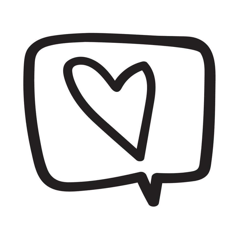 Speech bubble with heart. Outline design. Illustration on white background. vector