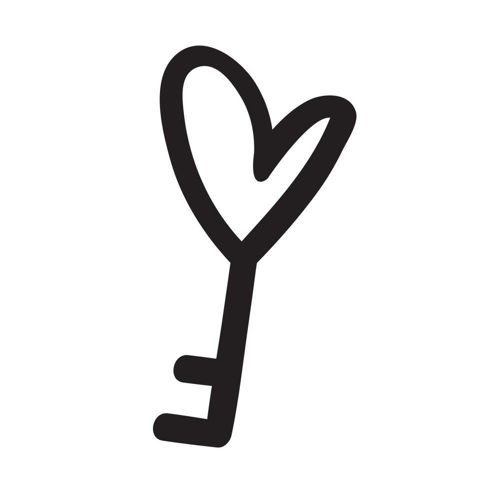 Heart key. Silhouette. graphic design. Illustration on white background. vector