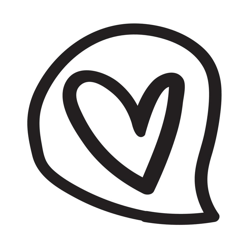 Outline icon. Heart inside speech bubble. design. Illustration on white background. vector
