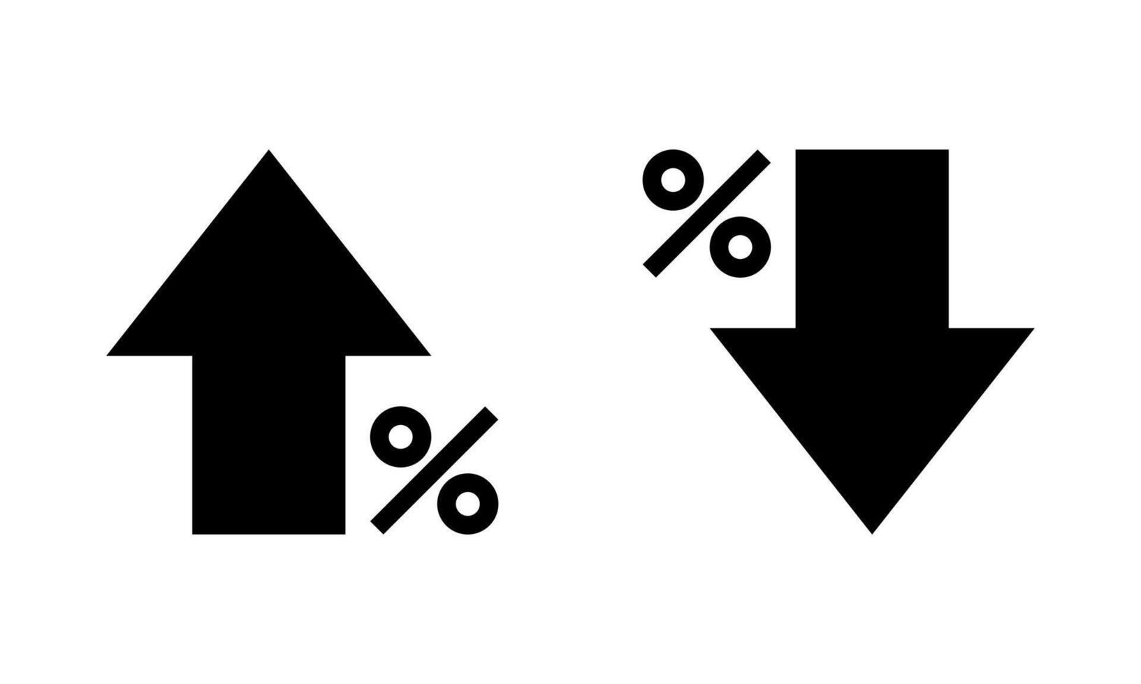 Percent growth and decline arrow icon. Up and down percentage arrows sign symbol vector
