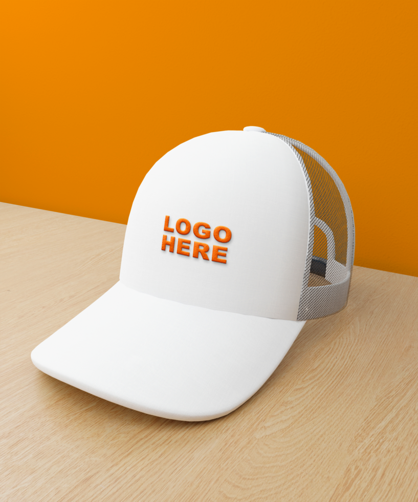 White color worker cap mock up psd