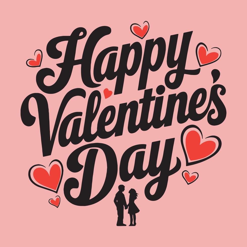 Happy Valentines day typography design vector