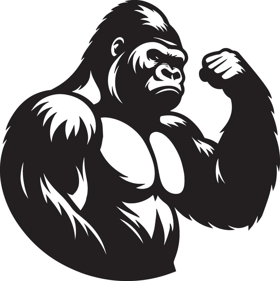 Majestic gorilla silhouette on white background vector