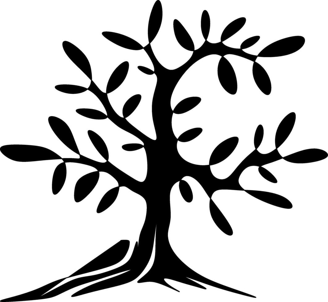 Silhouette of tree illustration in black and white vector