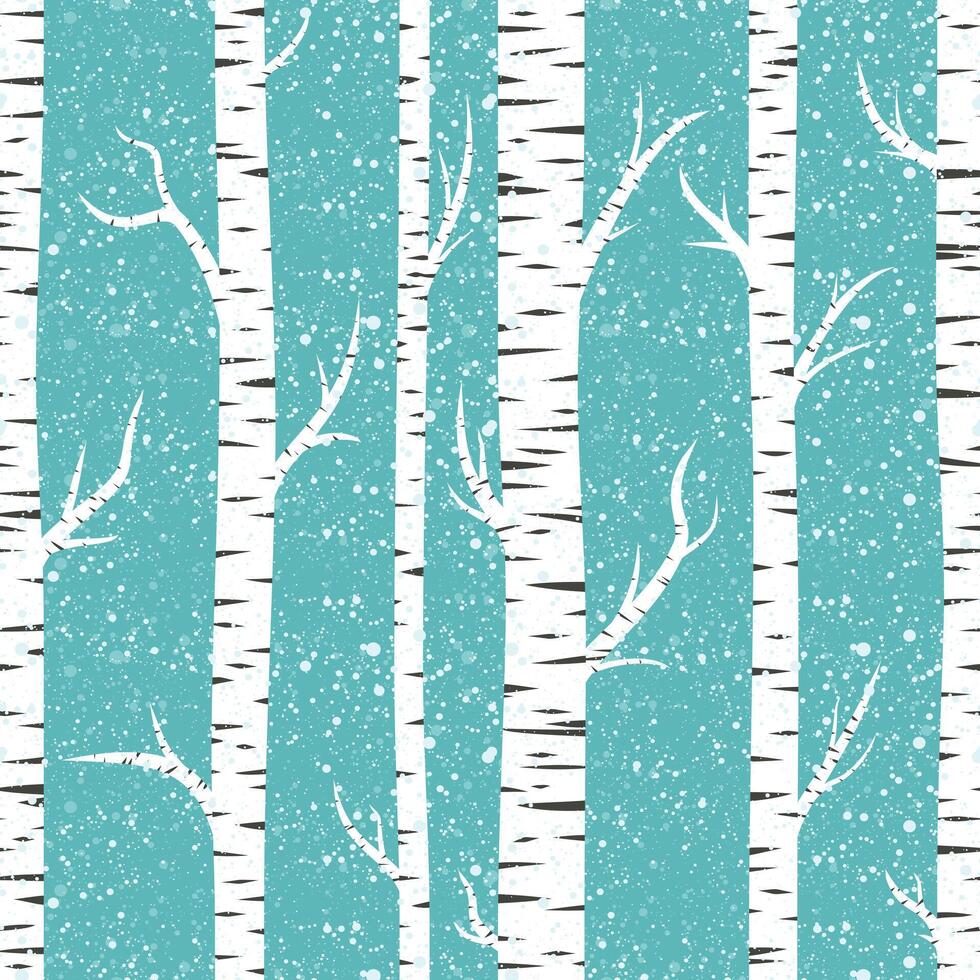 Seamless background with winter birch forest. vector