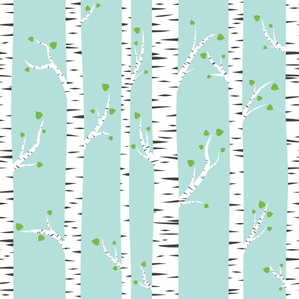 Seamless background with summer birch forest. vector