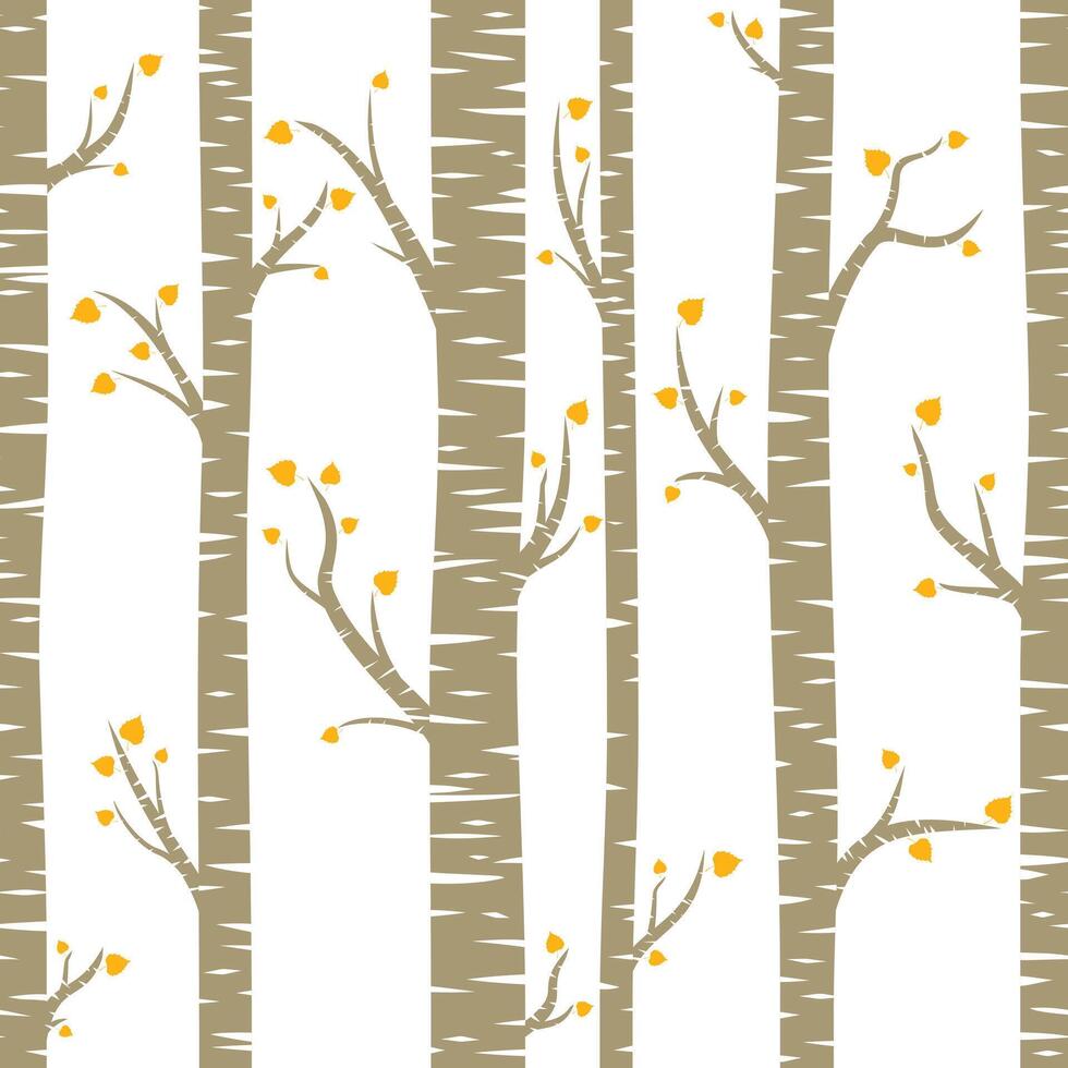 Seamless background with autumn birch forest. vector
