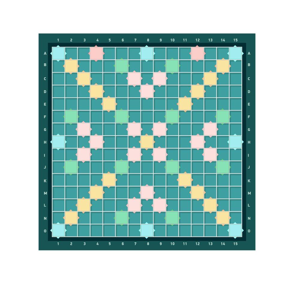 Erudite square board design with grid of blank colorful cells. Popular intellectual tabletop word game for improving vocabulary, verbal or mental skills. Modern illustration vector