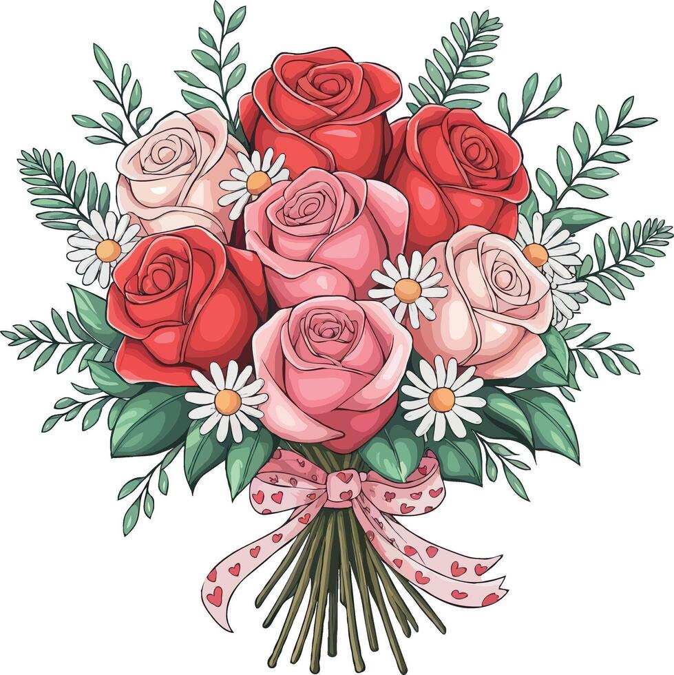 Valentine love heart and flower art featuring pastel hues and roses perfect for romantic themed projects vector