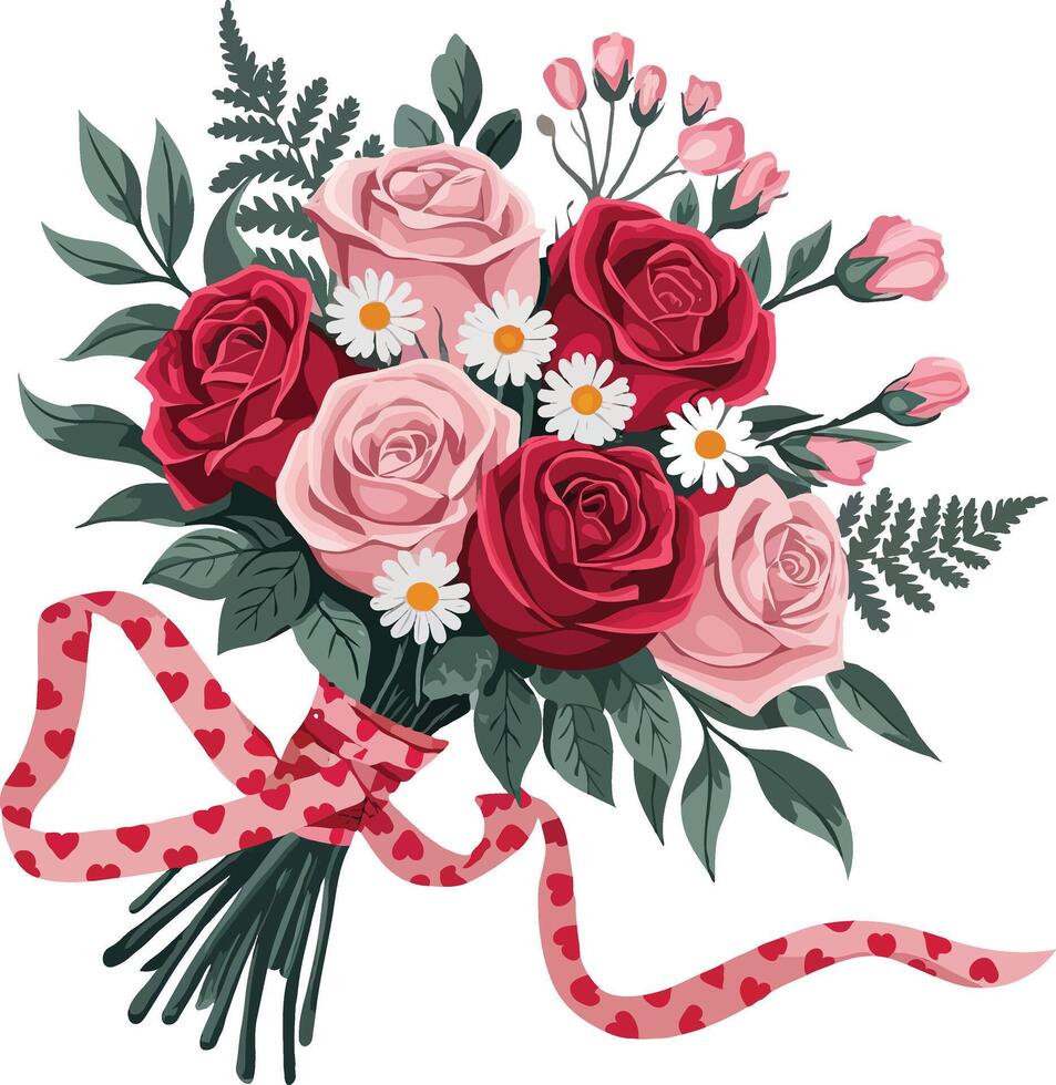 Valentine heart and flower design symbolizing love with soft pastel roses ideal for digital backgrounds vector