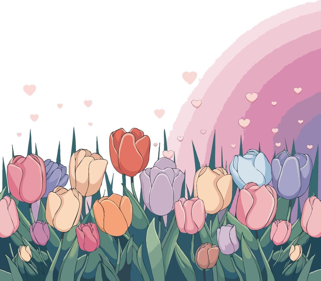 Valentine heart and flower symbolizing love featuring roses and tulips perfect for romantic digital artwork vector
