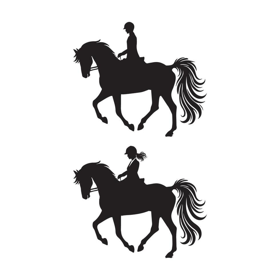 Horse Rider silhouette Bundles. vector