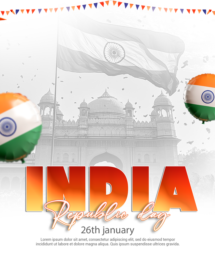Indian republic day Greeting poster with Indian Flag Happy Indian republic day celebration post psd