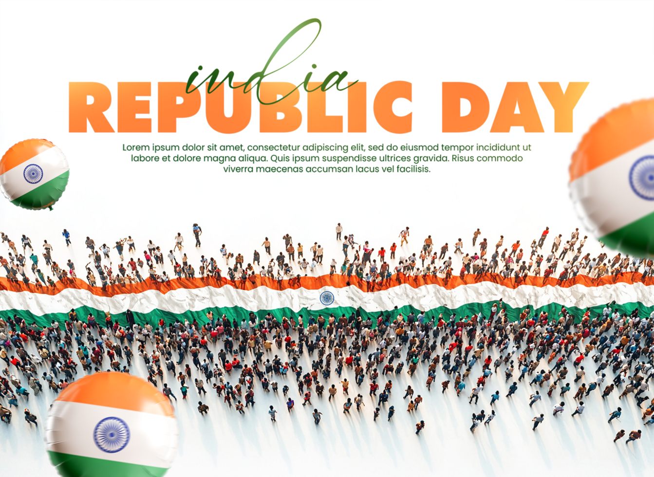 India republic day banner template Crowd Celebration Republic day with Indian Flag background psd